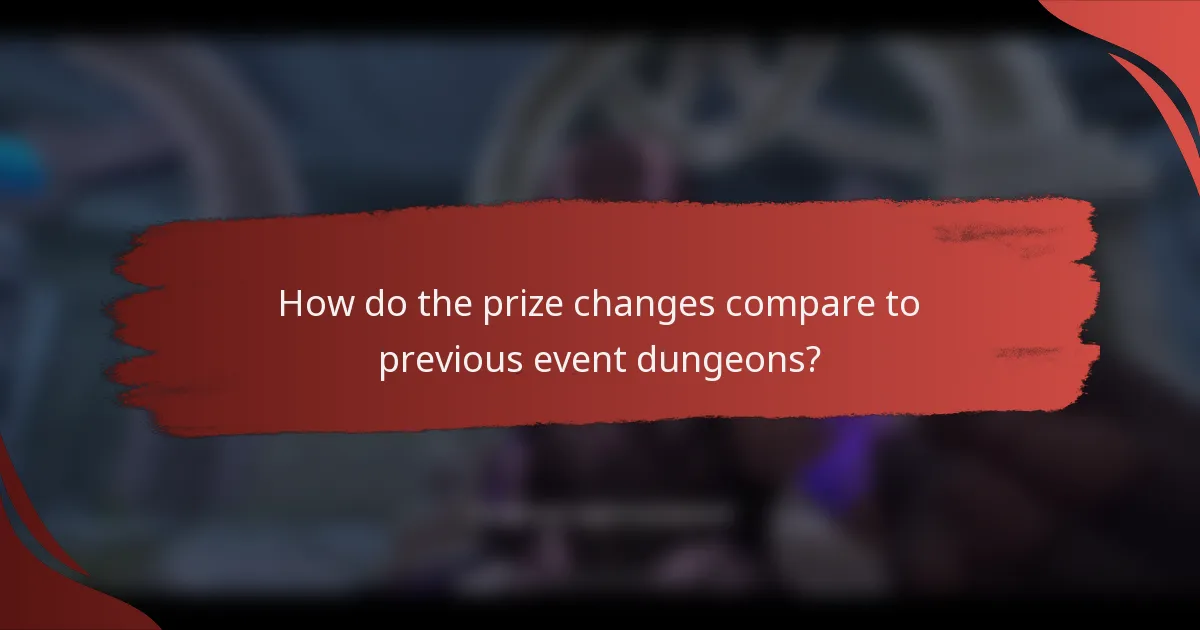 How do the prize changes compare to previous event dungeons?